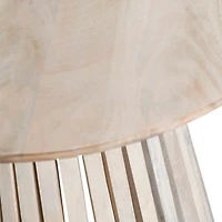 Natural Wood Slatted Base Accent Table