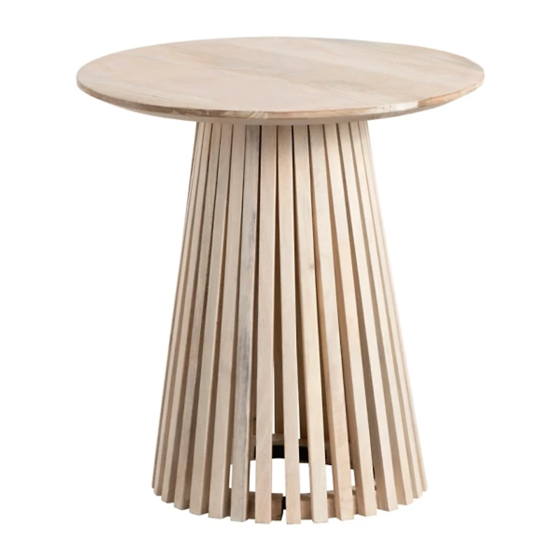 Natural Wood Slatted Base Accent Table