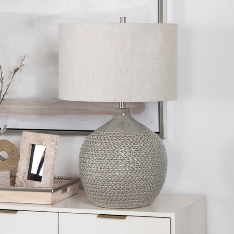 Gray Ceramic Braid Table Lamp