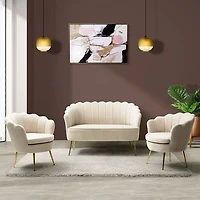 Tan Donata Velvet Tufted Loveseat