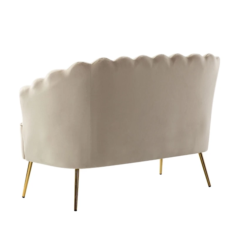 Tan Donata Velvet Tufted Loveseat