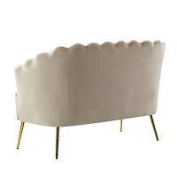 Tan Donata Velvet Tufted Loveseat