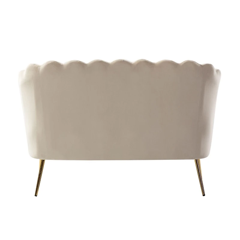 Tan Donata Velvet Tufted Loveseat