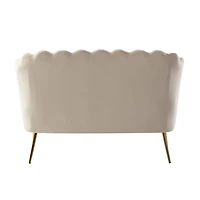 Tan Donata Velvet Tufted Loveseat