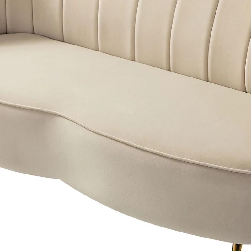 Tan Donata Velvet Tufted Loveseat