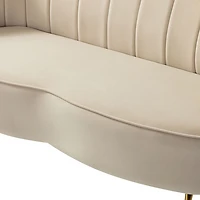 Tan Donata Velvet Tufted Loveseat