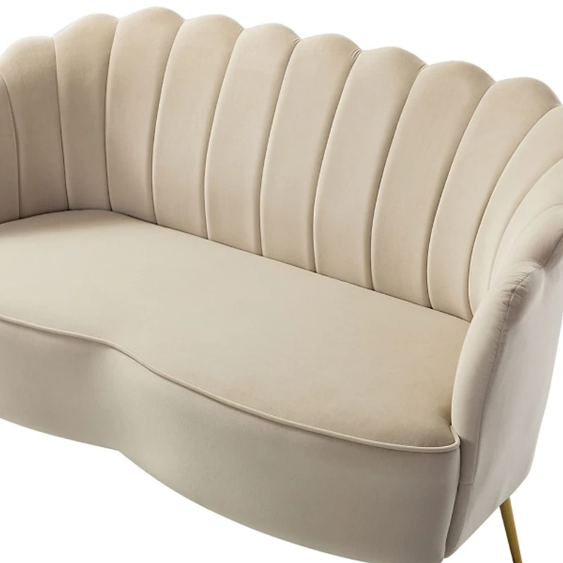 Tan Donata Velvet Tufted Loveseat