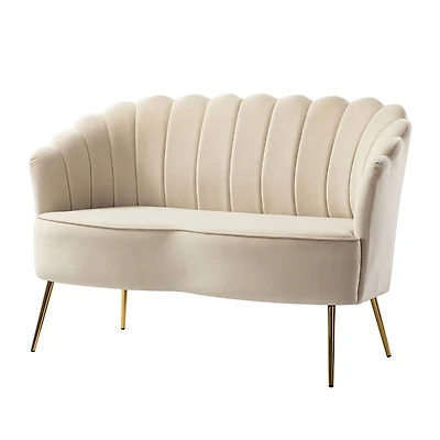 Tan Donata Velvet Tufted Loveseat