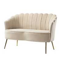 Tan Donata Velvet Tufted Loveseat