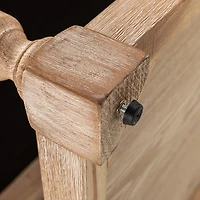 Beige Tufted Rectangle Wood Ottoman