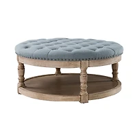 Round Blue Cepheus Tufted Ottoman