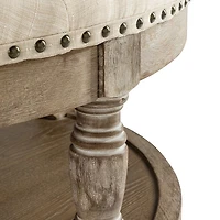 Round Tan Cepheus Tufted Ottoman