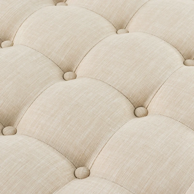Round Tan Cepheus Tufted Ottoman