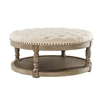 Round Tan Cepheus Tufted Ottoman