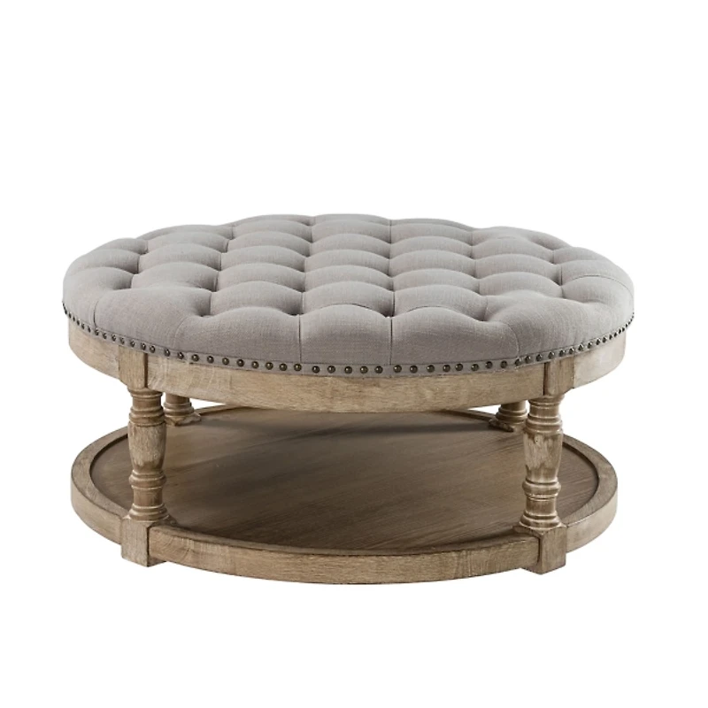 Round Gray Cepheus Tufted Ottoman