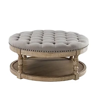 Round Gray Cepheus Tufted Ottoman