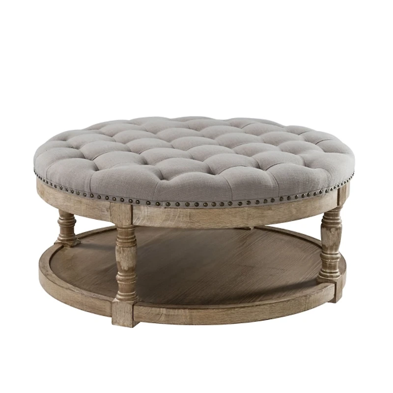 Round Gray Cepheus Tufted Ottoman