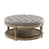 Round Gray Cepheus Tufted Ottoman