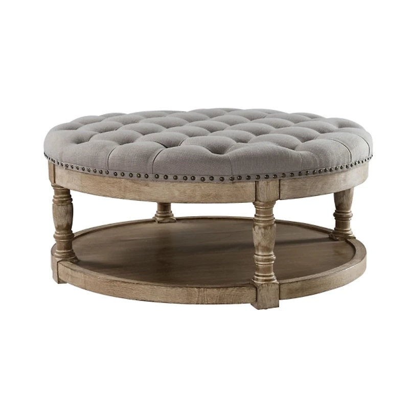Round Gray Cepheus Tufted Ottoman