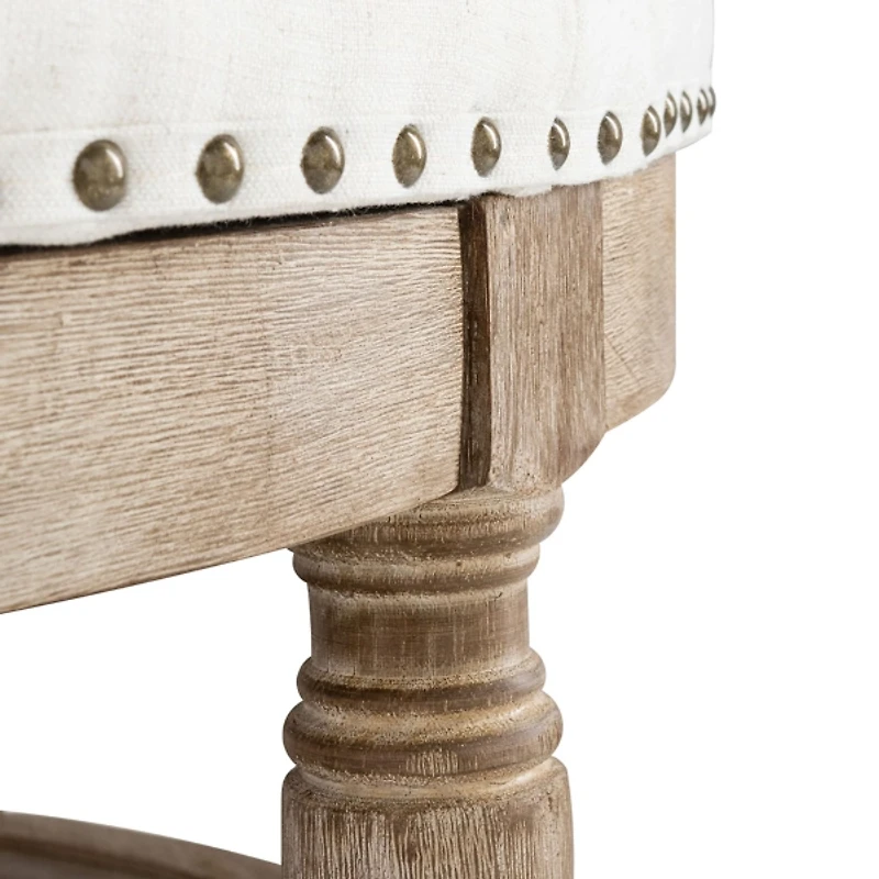 Round Ivory Cepheus Tufted Ottoman