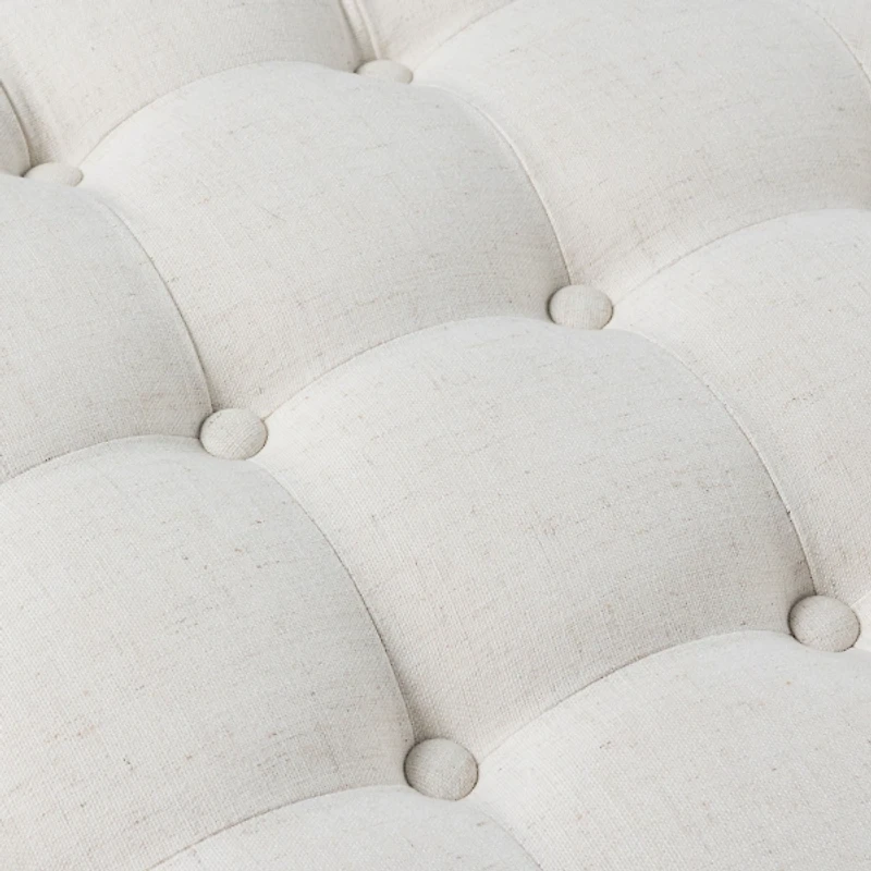 Round Ivory Cepheus Tufted Ottoman
