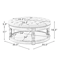 Round Ivory Cepheus Tufted Ottoman
