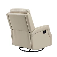 Ivory Leather Swivel Rocker Recliner