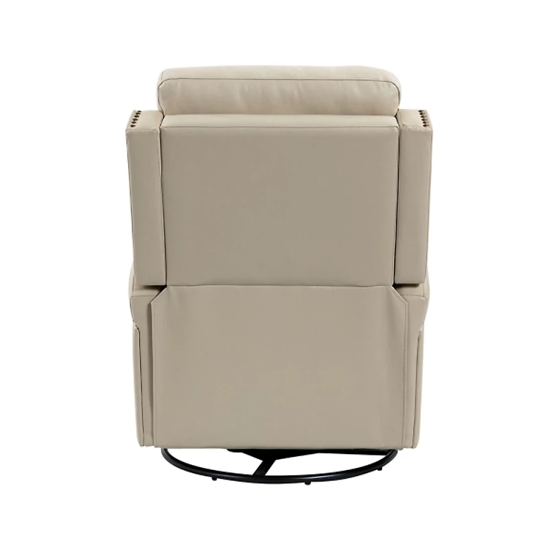 Ivory Leather Swivel Rocker Recliner