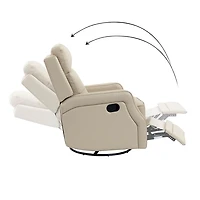 Ivory Leather Swivel Rocker Recliner