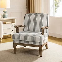 Farmhouse Gray & Ivory Striped Armchair