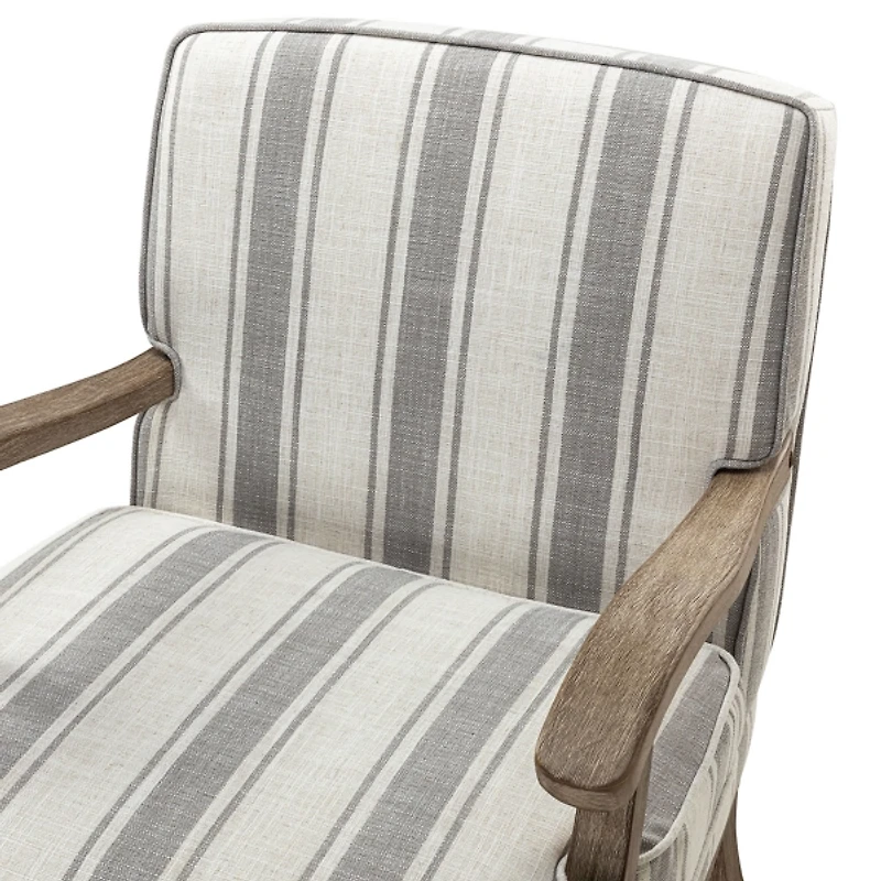 Farmhouse Gray & Ivory Striped Armchair