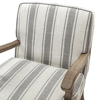 Farmhouse Gray & Ivory Striped Armchair