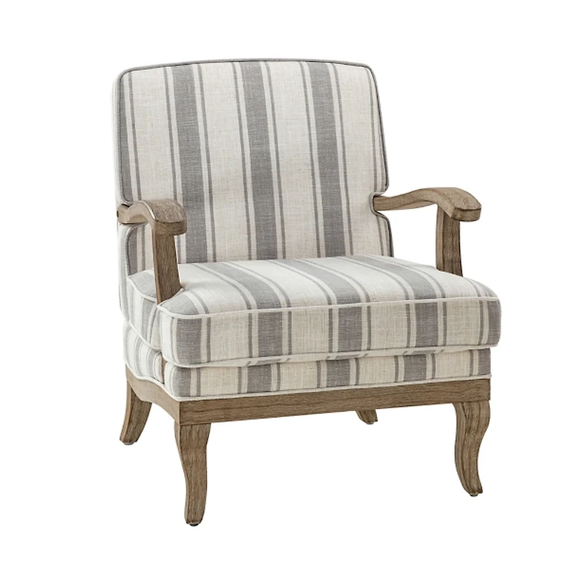 Farmhouse Gray & Ivory Striped Armchair