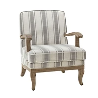 Farmhouse Gray & Ivory Striped Armchair