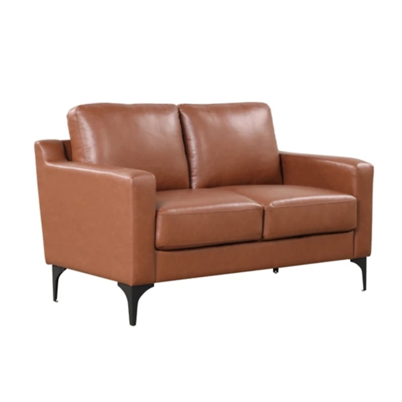 Brown Faux Leather Fletcher Loveseat