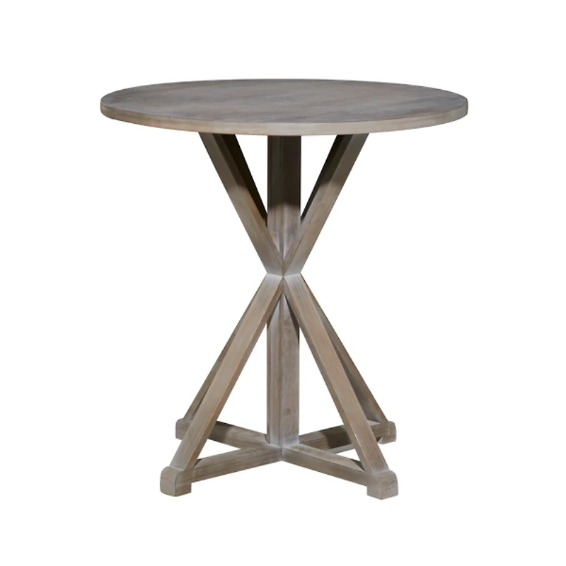 Rustic Graywash Hourglass Side Table