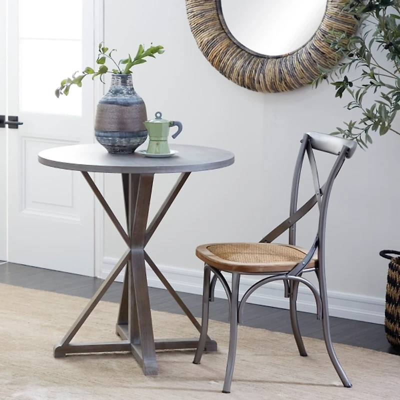 Rustic Graywash Hourglass Side Table