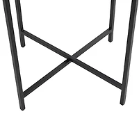 Clear Textured Glass & Black Iron Accent Table