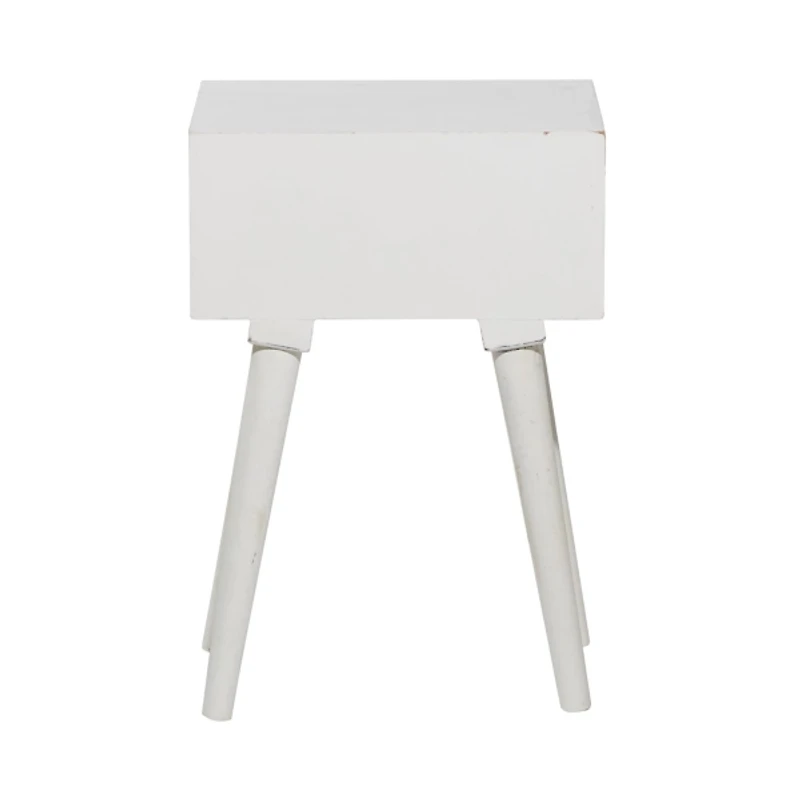 White Wood Carved Drawer Accent Table