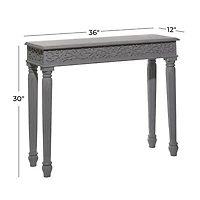 Gray Carved Wood Console Table