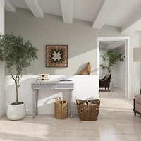Gray Carved Wood Console Table