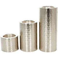 Silver Hammered Metal Candle Holders, Set of 3