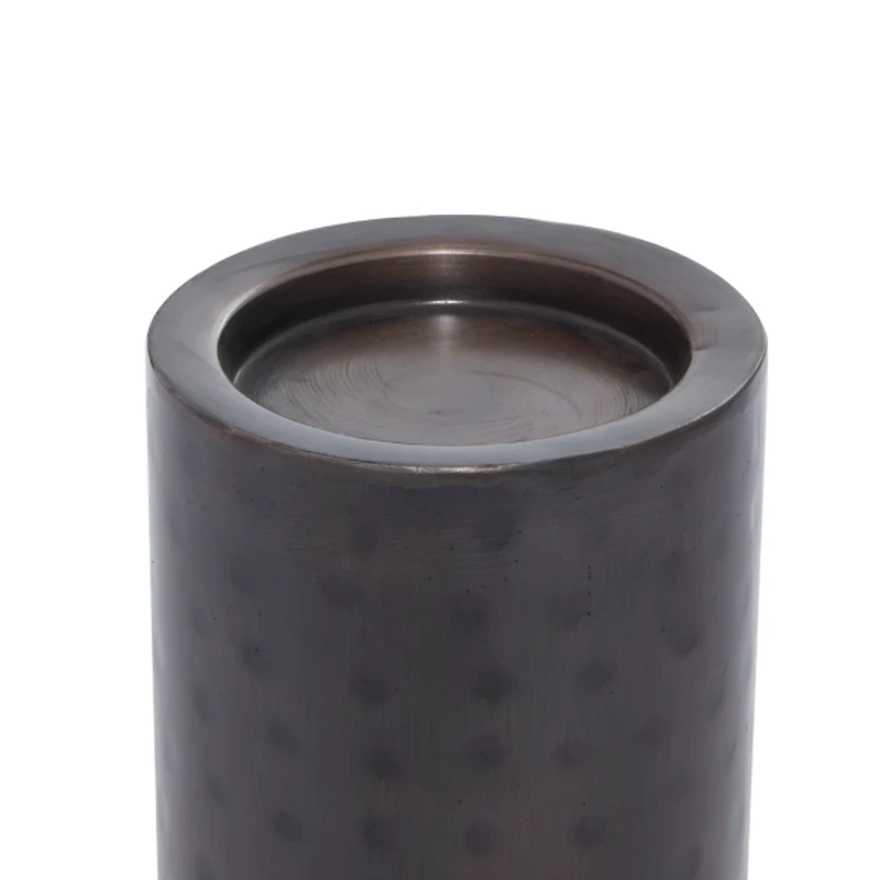 Brown Hammered Metal Candle Holders, Set of 3