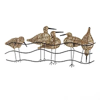 Natural Seagrass and Metal Birds Wall Plaque