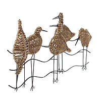 Natural Seagrass and Metal Birds Wall Plaque