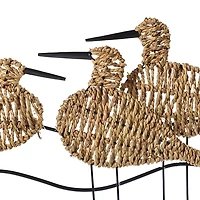 Natural Seagrass and Metal Birds Wall Plaque