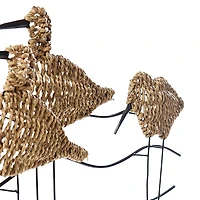 Natural Seagrass and Metal Birds Wall Plaque