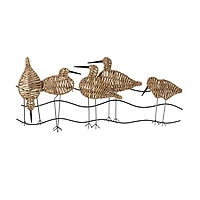 Natural Seagrass and Metal Birds Wall Plaque