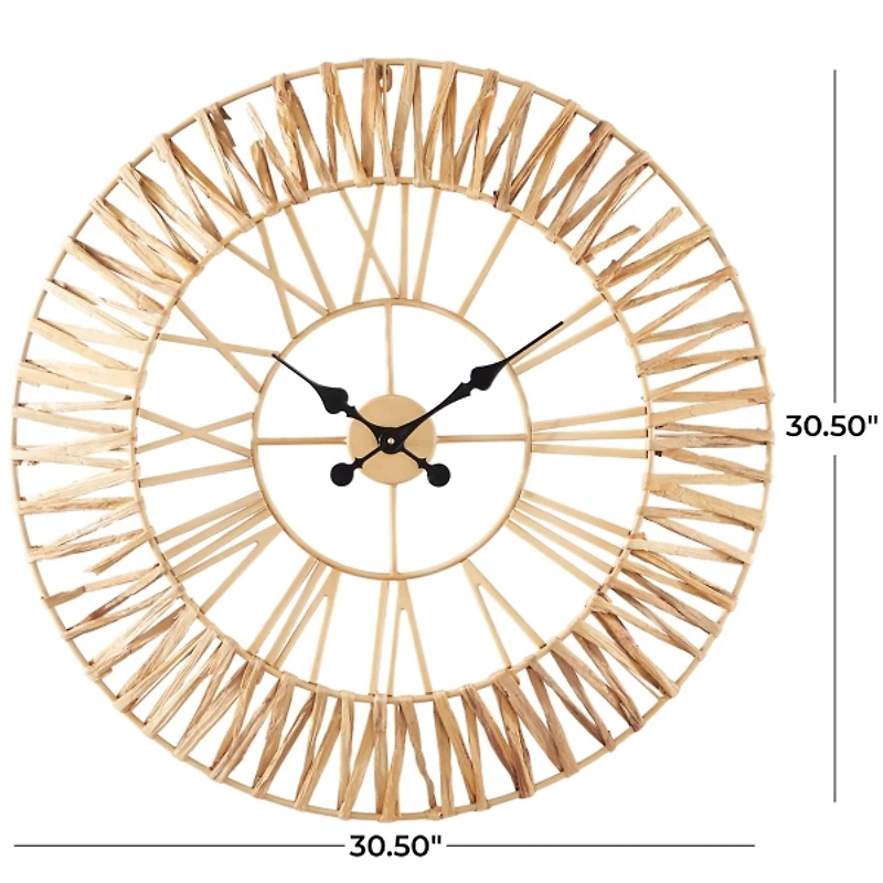 Gold Seagrass and Metal Wall Clock