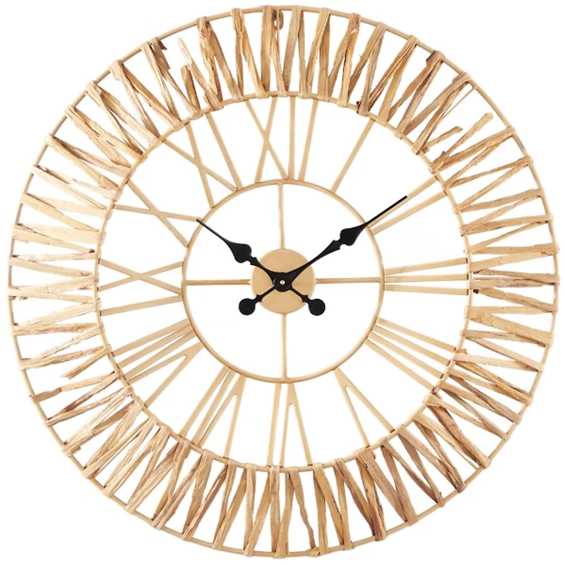 Gold Seagrass and Metal Wall Clock